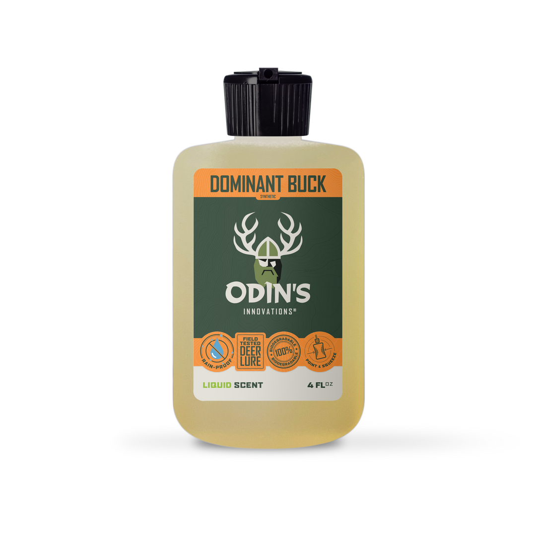Odin’s Dominant Buck Attractant & Cover Scent – Liquid, 7-day synthetic territorial scent lure for dominant bucks