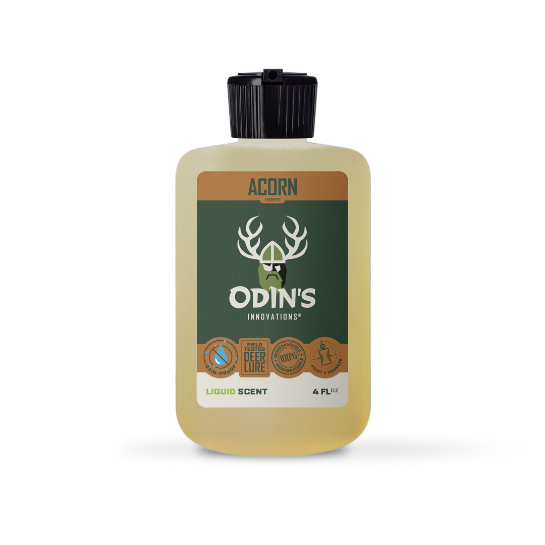 Odin’s Acorn Deer Attractant & Cover Scent – Liquid, 7-day weatherproof synthetic acorn aroma for hunting
