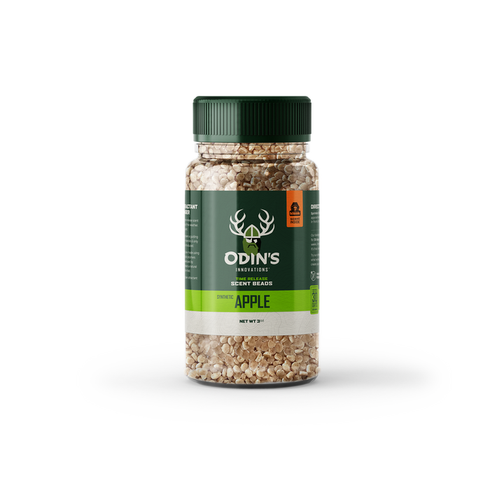 Odin’s 3 oz Apple Deer Scent Beads – synthetic sweet apple attractant to lure deer in hunting zones