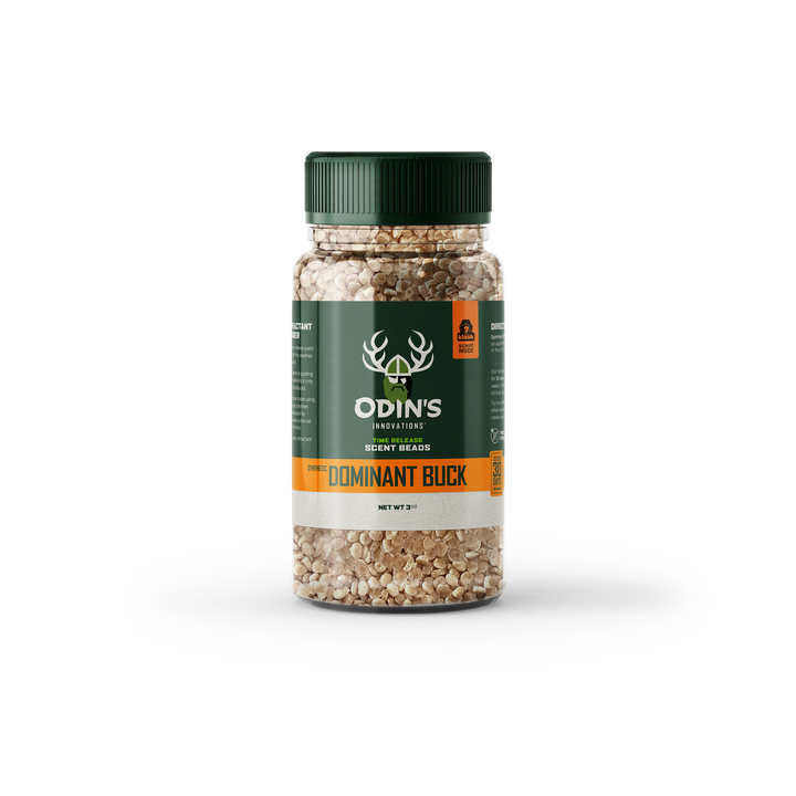 Odin’s 3 oz Dominant Buck Scent Beads – synthetic territorial scent that signals dominance and attracts rival bucks